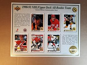 1990-91 NHL / Upper Deck All-Rookie Team Limited Edition Commemorative Sheet - Numbered 12854 / 1...