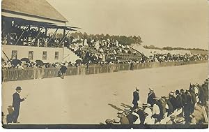 [Real Photo Postcard: Racetrack and Grandstand]