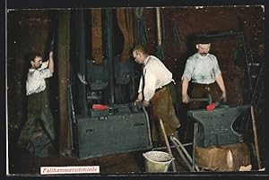 Ansichtskarte Fabrikarbeiter an einem Fallhammer, Serie Bergisch-Märkischer Gewerbefleiss