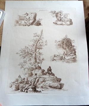 Banditti Resting. Aquatint Sepia Print 1803.