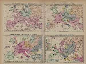 Multiple Maps of Europe,1890s Colored Historical Maps
