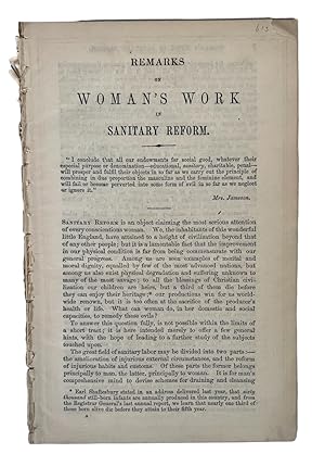 Pamphlet of Remarks on Woman's Work in Sanitary Reform- circa 1858