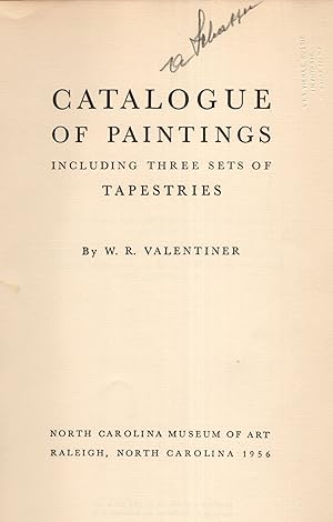 Catalogue of paintings, including three sets of tapestries
