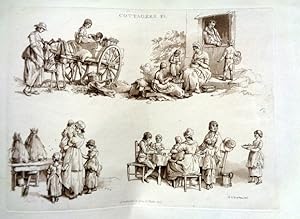 Cottagers Plate 1. 1806. Aquatint Sepia Print dated 1807. English Rural Life.