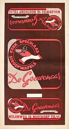 1920s Art Deco Dutch Advertisement poster - De Gouwenaar: Speculaas, Koek, Siroopwafels (The Gold...