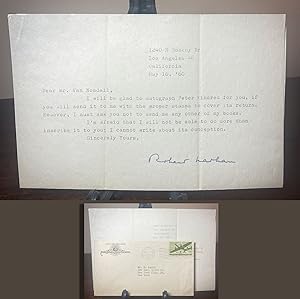 1 Autograph letter from 1960 signed by Robert Nathan with a 1945 MGM envelope with stamp