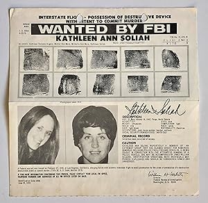 Original FBI WANTED POSTER Murderous SLA Cult Member KATHLEEN ANN SOLIAH Symbionese Liberation Ar...