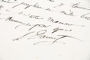 Lettre autographe signée à sa femme Aimée Leclerc depuis le champ de bataille de Pultusk