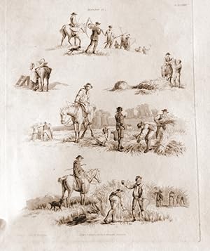 Harvest Plate 1. Farming 1824 Tinted Aquatint