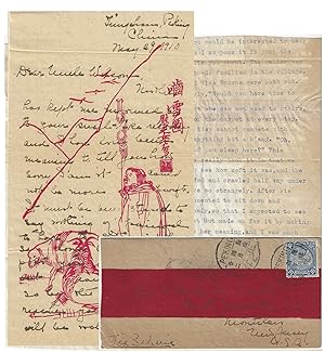 1910 - A missionary letter from Peking on impressive, illustrated stationery that was sent home t...