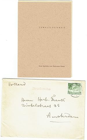 Privatdruck Gewaltlosigkeit | Zwei Sprüche von Hermann Hesse".