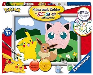 Ravensburger Malen nach Zahlen 20298 - Pokémon Abenteuer  Kinder ab 7 Jahren