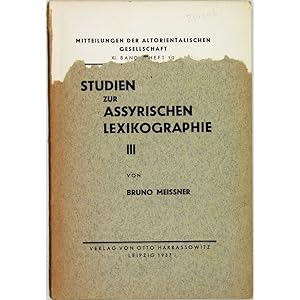 Studien zur Assyrischen Lexikographie III.