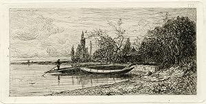 Chaland au bord d'une rivière; Environs de Rix (2); Two works