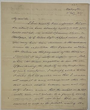 AUTOGRAPH LETTER, SIGNED, FROM WASHINGTON, 15 FEBRUARY 1827, TO HUGH PEEBLES, CONCERNING WOOL'S M...