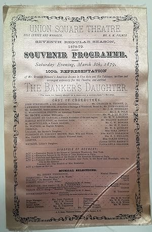 "SOUVENIR PROGRAMME," PRINTED ON PINK SILK, FOR THE UNION SQUARE THEATRE. "SATURDAY EVENING, MARC...