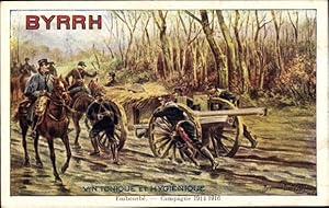 Künstler Ansichtskarte / Postkarte Reklame, Byrrh Vin Tonique, Französische Soldaten mit Geschütz...