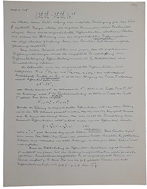 Autograph manuscript draft of a page of a scientific paper on unified field theory, in German