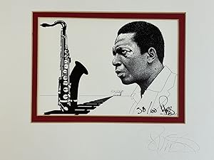 ORIGINAL INK DRAWING OF JOHN COLTRANE [Signed]