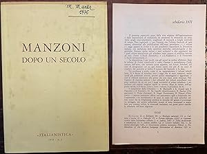 Manzoni dopo un secolo. Italianistica, Rivista di letteratura italiana. Anno II - n.1