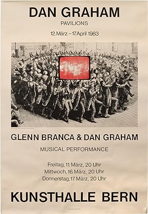 Original poster for Dan Graham's retrospective exhibition Pavilions, with Musical Performances by...