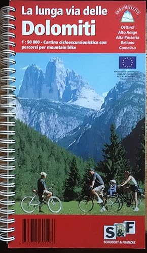 La lunga via delle Dolomiti. 1: 50000- Cartina cicloturistica con percorsi per mountain bike