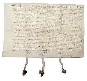 Original handwritten deed related to Hundsbæk Manor, Hindsholm and Agerkrog Manor. - [ORIGINAL EA...