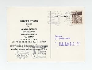 Exhibition postcard: Robert Ryman: Bilder (21 November-17 December [1968])
