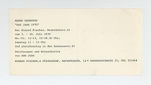 Exhibition card: Hanne Darboven "Das Jahr 1970" Bei Konrad Fischer (3-30 July 1970)
