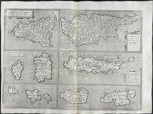 Map of Islands including Sicily, Corsica, Sardinia, Cyprus, Candia, Mallorca, Menorca, Malta, Mit...