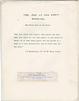 The Beast [The Book of the Beast] (Vintage manuscript for the 1982 science fiction novel)