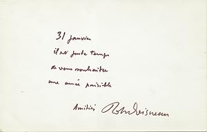 Doisneau New Year's Wishes Signed on his photograph from a 1900 negative of a Paris street scene