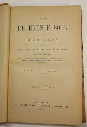 The reference book being a detailed index of all public and private statutes and orders in counci...