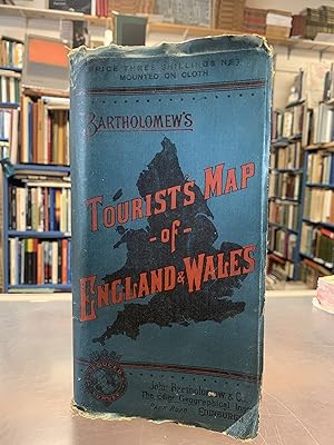 Tourists Map of England & Wales (Bartholomew's) c1889 - Cloth/Folding