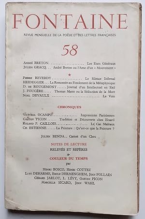 Fontaine, revue mensuelle de la poésie et des lettres françaises, n°58, mars 1947 -