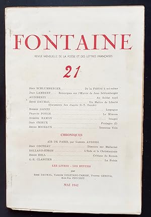 Fontaine, revue mensuelle de la poésie et des lettres françaises : n°21, mai 1942.