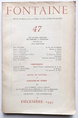 Fontaine, revue mensuelle de la poésie et des lettres françaises, n°47, décembre 1945.