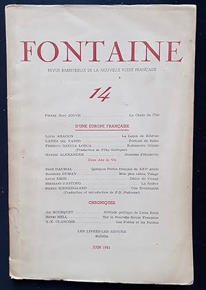Fontaine, revue bimestrielle de la nouvelle poésie française : n°14, juin 1941.