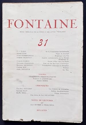Fontaine, revue mensuelle de la poésie et des lettres françaises : n°31, (hiver) 1943.