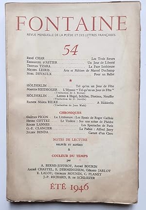 Fontaine, revue mensuelle de la poésie et des lettres françaises, n°54, été 1946.