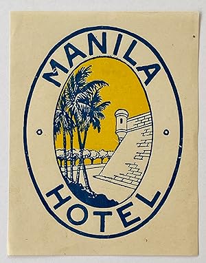 Original Vintage Luggage Label - Manila Hotel, Philippines