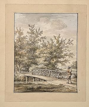 Watercolour drawing, ca 1900 | Landscape with bridge, 1 p.