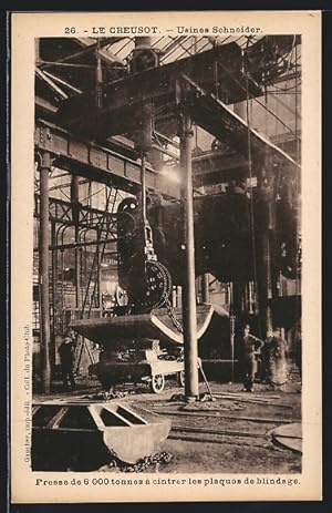 Ansichtskarte Le Creusot, Usines Schneider presse de 6000 tonnes a cintrer les plaques de blindag...