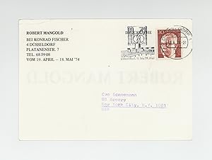 Exhibition postcard: Robert Mangold Bei Konrad Fischer (19 April-18 May 1974)