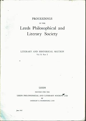 Proceedings of Leeds Philosophical and Literary Society Literary and Historical Section Vol X Par...