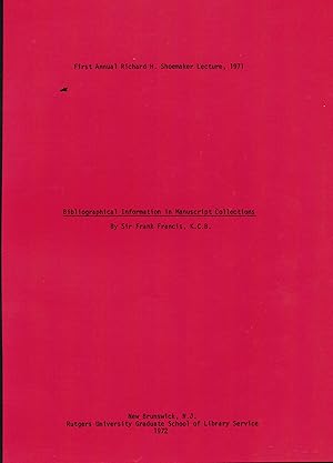 Bibliographical Information in Manuscript Collections.