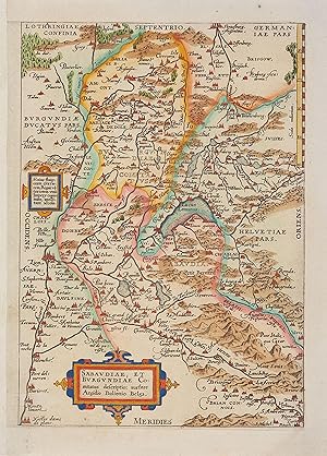 Carte de la Savoie et Bourgogne, Genève: "Sabaudiae, et Burgondiae comitatus descriptio" (reprodu...