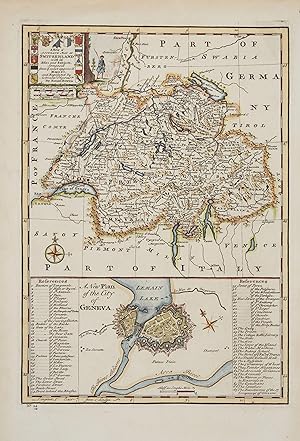 Carte de la Suisse, avec détail de Genève et ses fortifications: "A new accurate map of Switzerla...