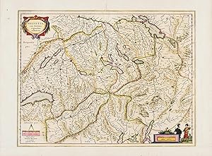 Carte de la Suisse: "Helvetia cum finitimis regionibus confoederatis", Mercator (reproduction)