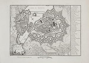 Carte de Genève et ses fortifications: "Lake of Geneve", par Stockdale Piccadilly 1800 (reproduct...